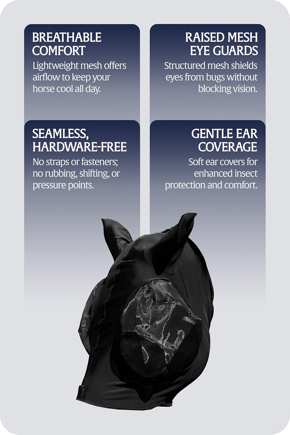 Equinavia Bug Out Fly Mask | Against Flies, Insects, UV Rays - Black - Pony