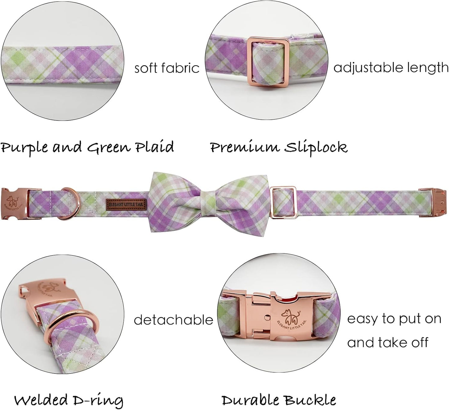 Elegant Plaid Collar With Cute Bow for X-Small Puppy and Cat
