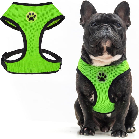 BINGPET No Pull Dog Harness,Soft Mesh Breathable All Weather Vest Harness,Safety Protection Design Durable Adjustable Step-in Easy Walk Dog Harness for Small Medium Large Dogs(Green,M)