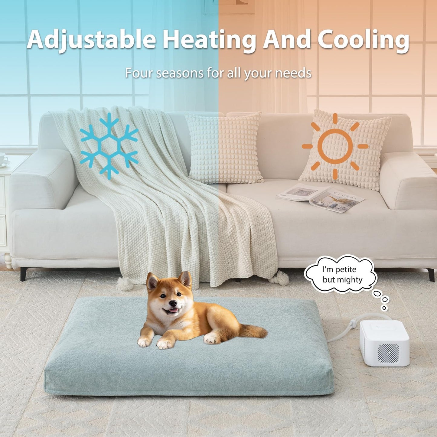 Pet Bed Cooling System, Consistent Warm and Cold Water Pad, No Electric Shock or Chemical Gel Needed, Machine Washable Bed, Ideal for Home and Crates (Cooling & Heating Green, 30" x 20")