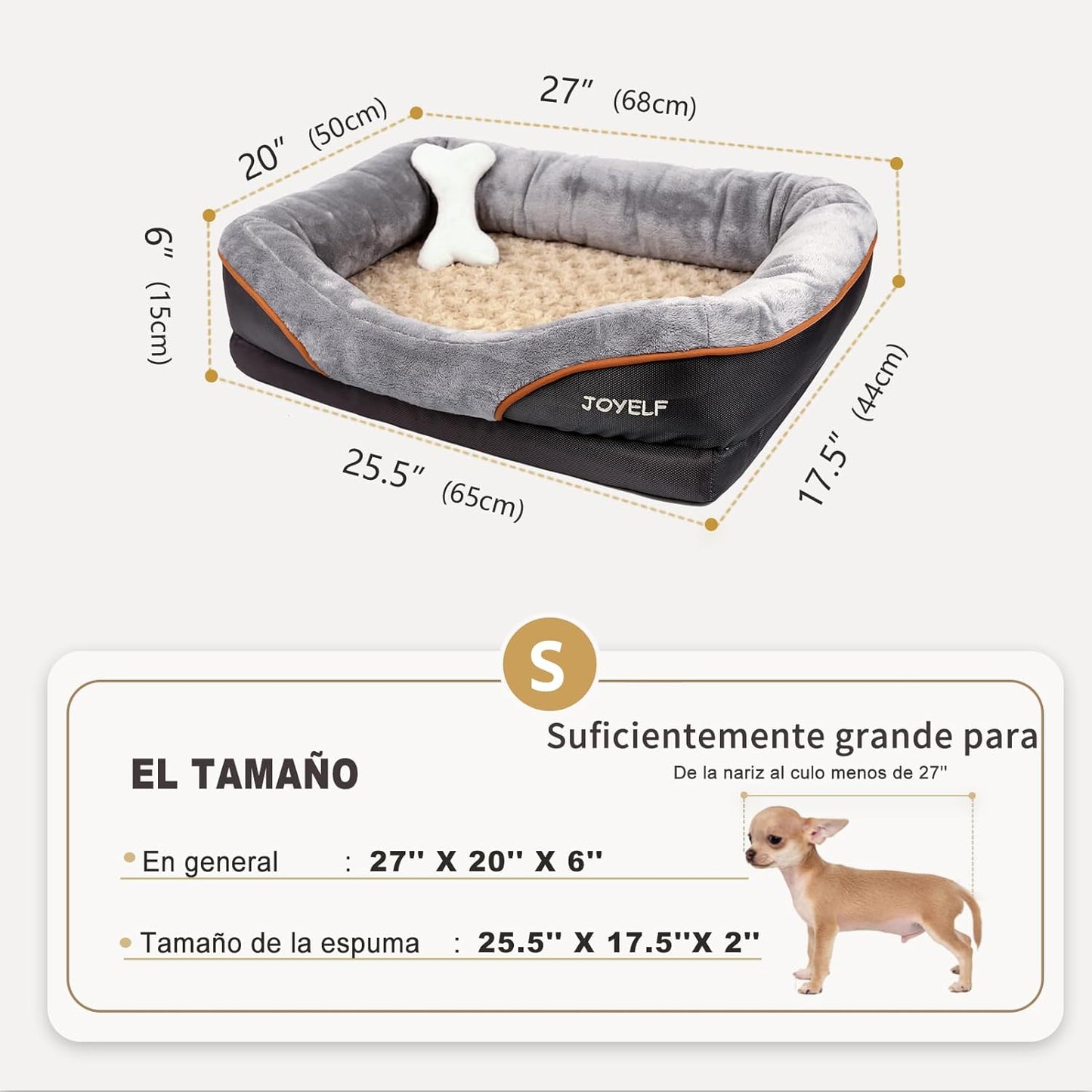 JOYELF Memory Foam Dog Bed Small Orthopedic Dog Bed & Sofa with Removable Washable Cover and Squeaker Toy as Gift