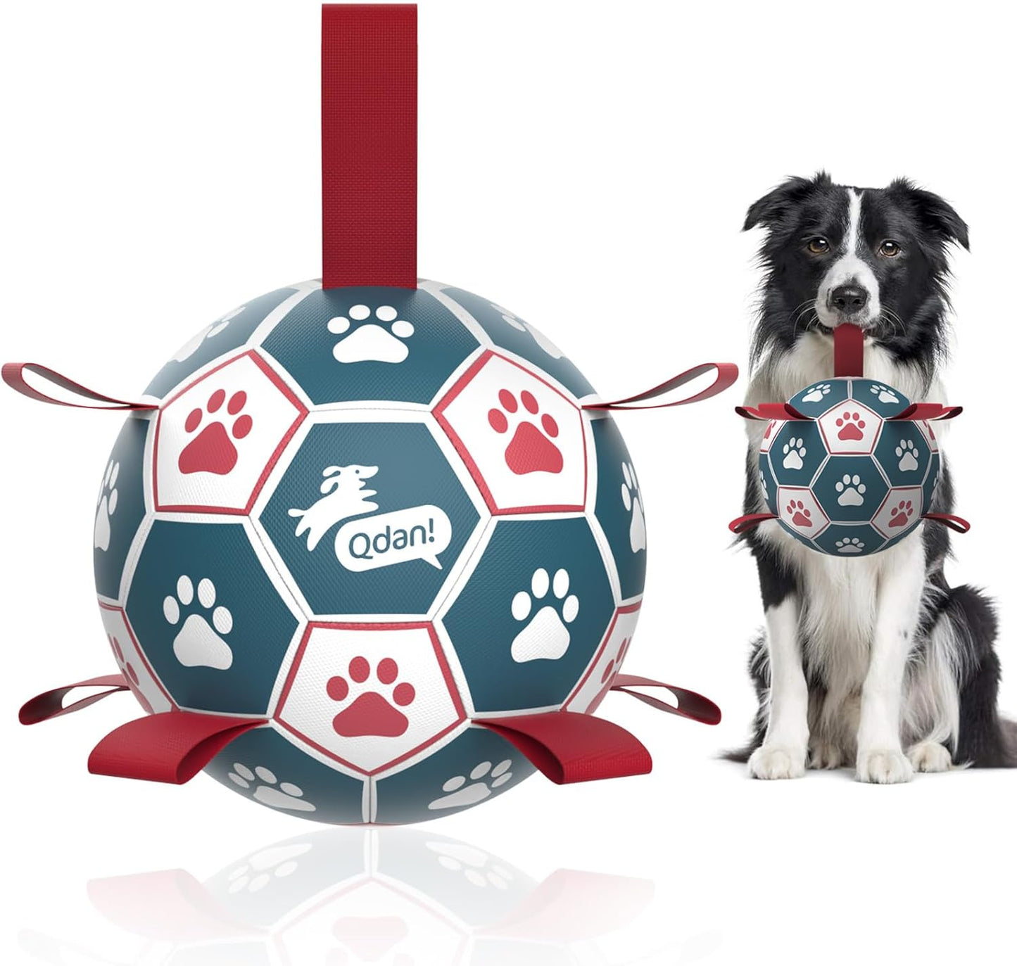 QDAN Premium Dog Balls Toys, Pet Training Soccer Ball with Straps, Puppy Birthday Gifts, Dog Water Toy, Durable Herding Balls for Small Medium Dogs, Pet Toys Puppy Ball (6 Inch)