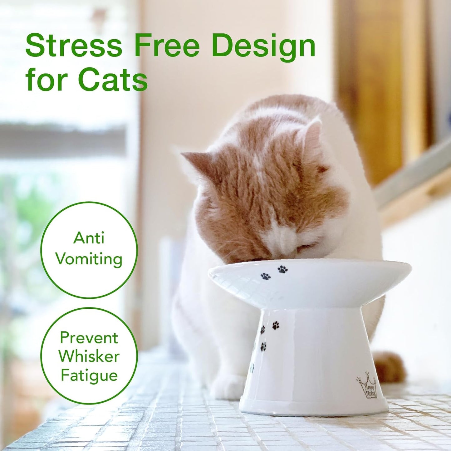 Necoichi Extra Wide Raised Cat Food Bowl, Elevated, Prevent Neck & Whisker Fatigue, Dishwasher and Microwave Safe, No.1 Seller in Japan! (Cat, Extra Wide)