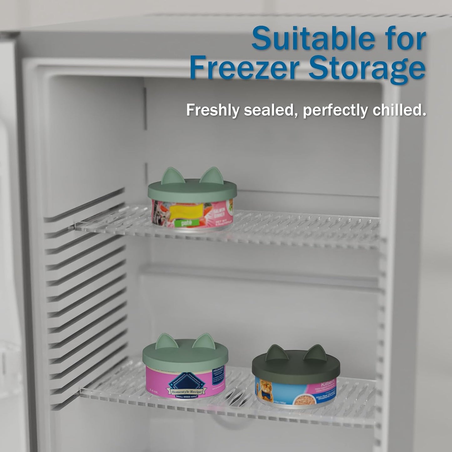 OHMO 2 Pack Pet Food Can Lids, (3.3 in / 85mm) Silicone Pet Food Can Lids Covers for 5.5 oz Cat and Dog Food Cans, Camo&Light Green