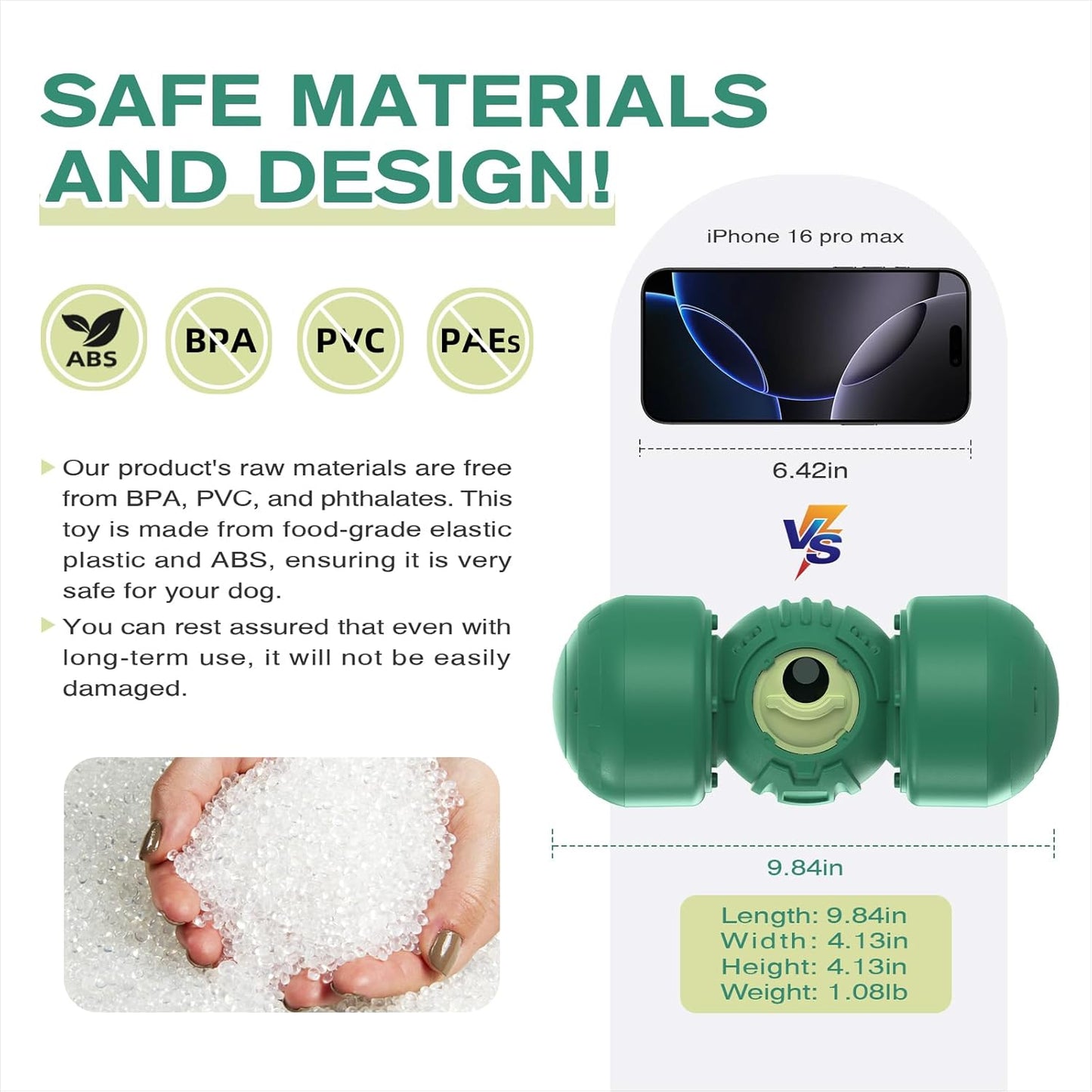 KADTC Dog Treat Dispener Toys Rolling Giggling Indestructible Puzzle Feeder Toy Adjustable Food Dispensing Speed for Medium/Large Aggressive Chewers Breed