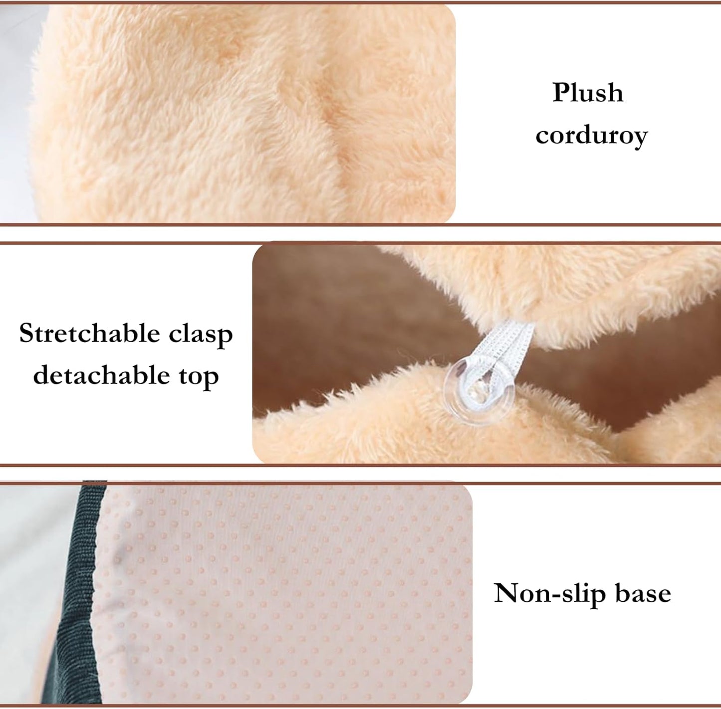 Cat Cave Bed – Plush, Warm & Calming Hideaway with Detachable Lid & Mat, Covered House for Indoor Kitten & Kitty (Snow)