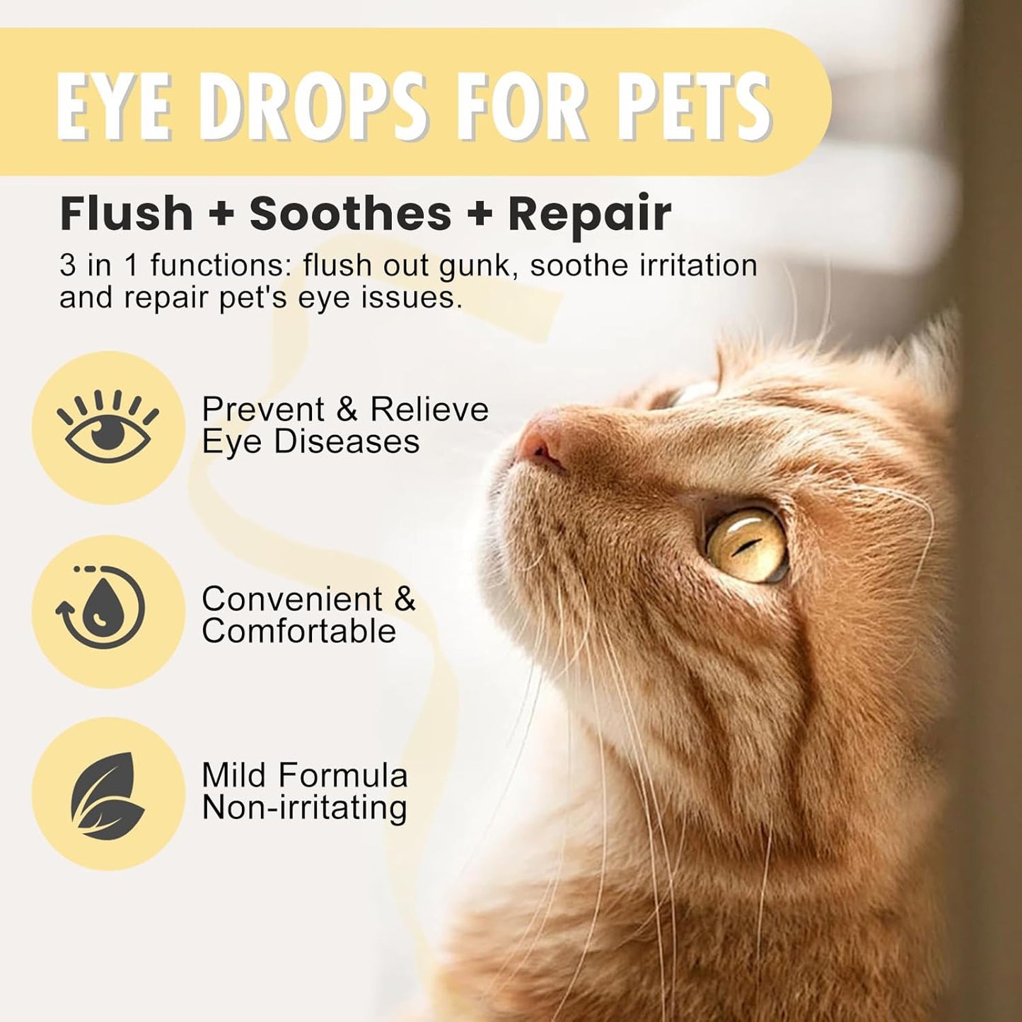 Eye Drops for Dogs, Cataract Dog Eye Drops for Relieving Itching and Irritation, Dog Eye Infection Treatment, Eye Drops for Dogs & Cats Removing Eye Dryness Pink Eyes Tear Stain Cleaner 2x20 mL