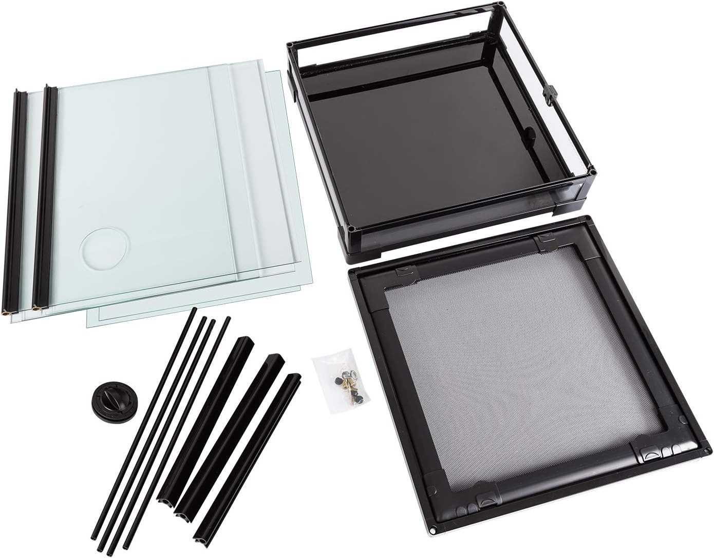 REPTI ZOO Reptile Glass Terrarium, 18" x 18" x 24" Knock-Down Reptile Habitat Tank with Double Hinge Door & Top Screen Ventilation and Side Mesh Ventilation, 30 Gallon Large Reptile Terrarium