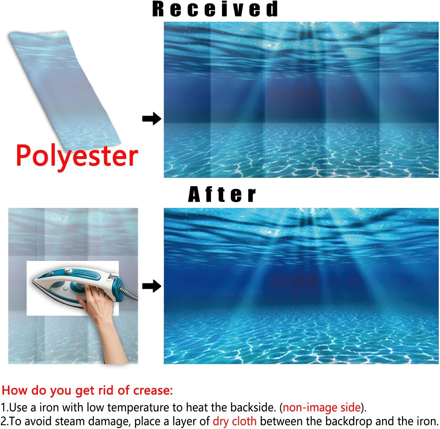 Natural Undersea Aquarium Background, Underwater Ocean Sunlight Fish Tank Background 36X24IN with 8 EVA Double-Sided Tape