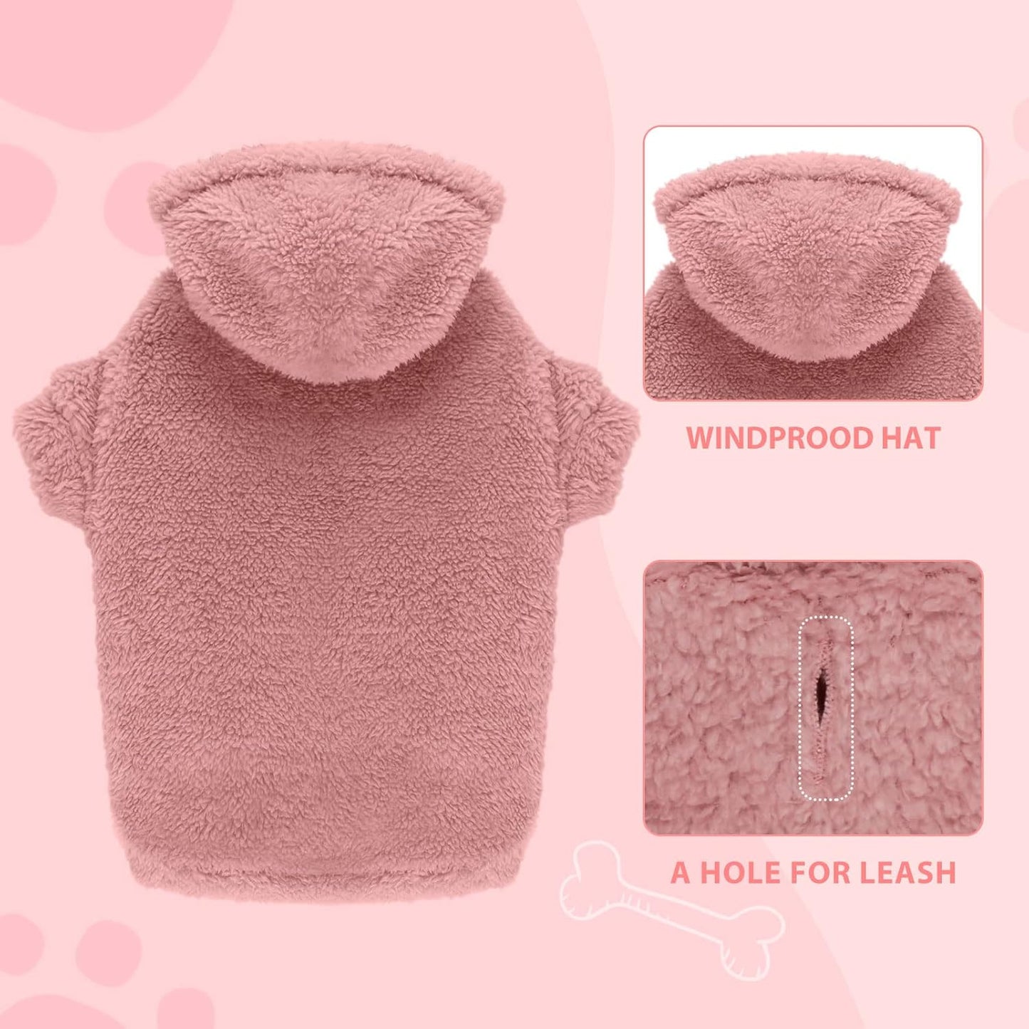 Fuzzy Dog Sweaters for Medium Dogs Dog Hoodie Sweater Clothes Warm Soft Cozy Pet Coats Hooded Sweatshirt Medium Pet Hoodie(Pink-M)