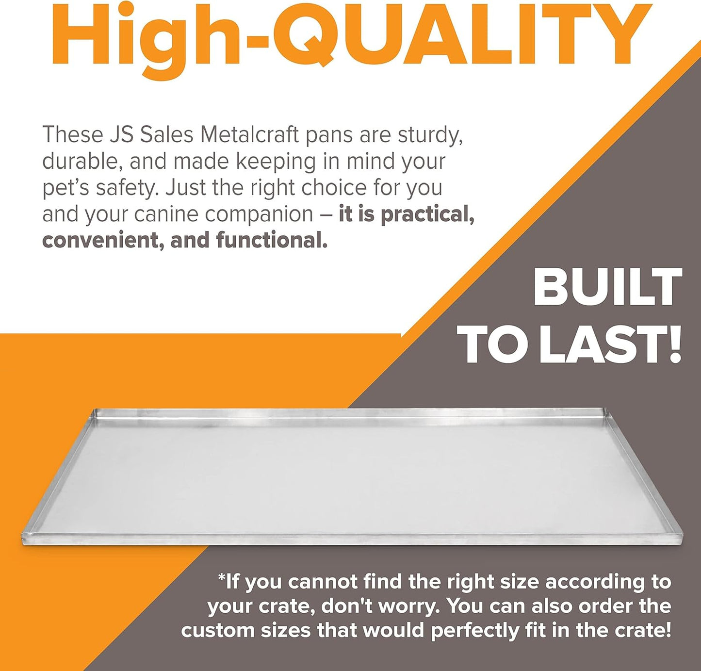 29.5" x 17.5" Metal Replacement Dog Crate Pan Chew Proof Crack Proof Pet Kennel Tray Central Dog Training Crate Pan Pet Supplies, Stainless Steel, 1" H