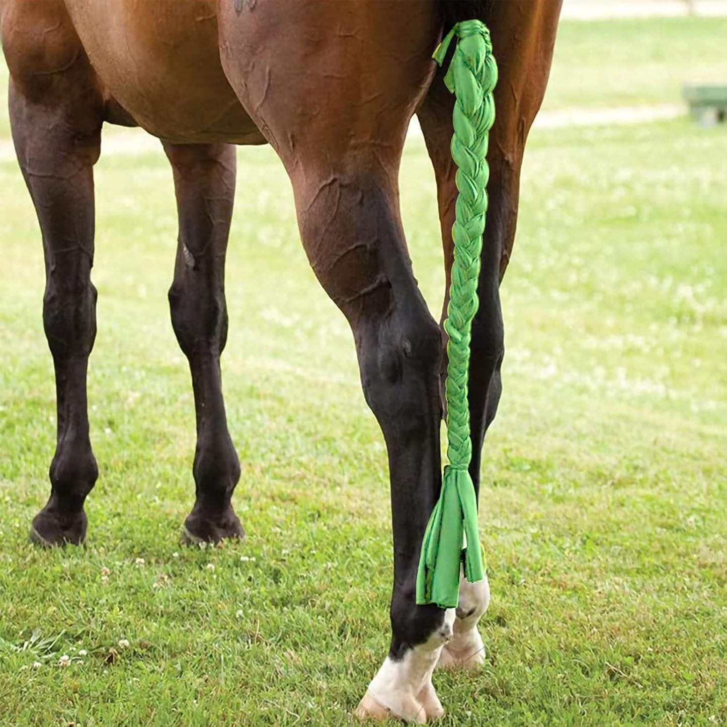 Dnoifne Horse Ponytail, 3 Tube Braided Tail Bag, Green, 1 Count