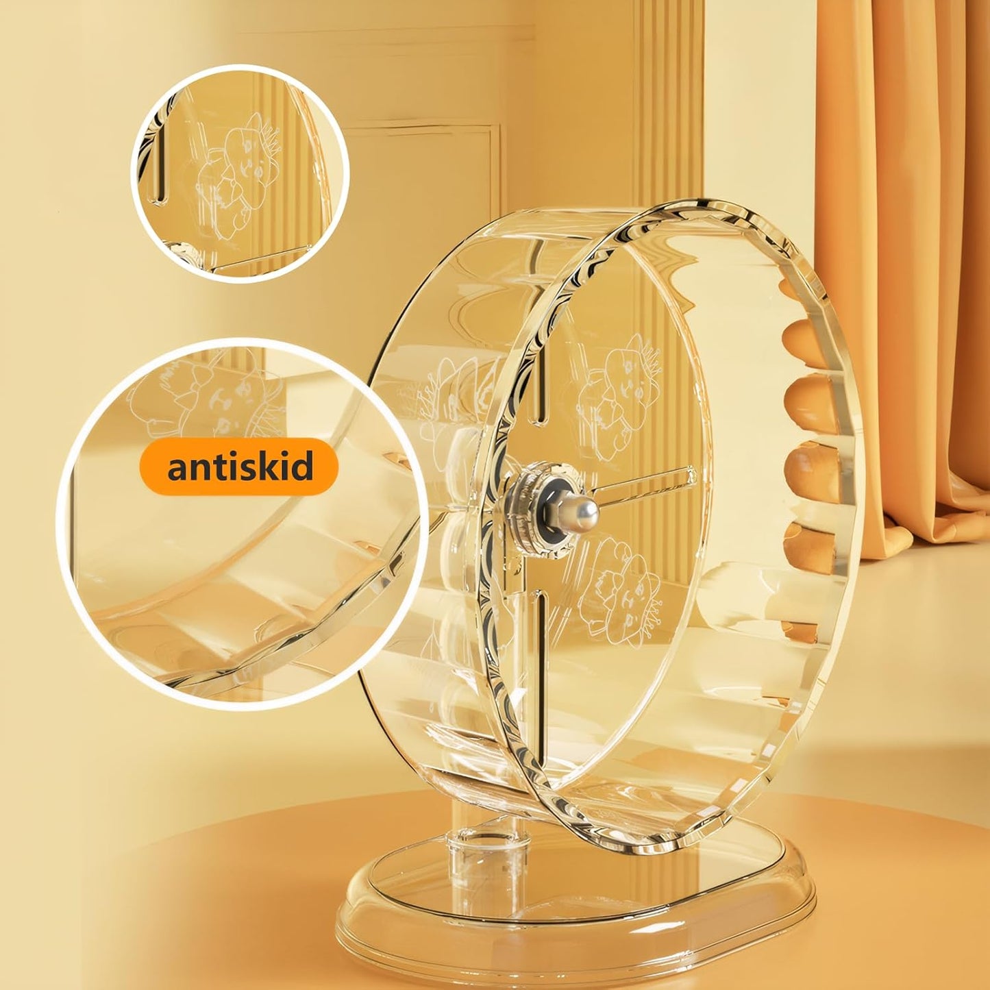 Silent Hamster Wheel – 8.3 Inch Syrian Hamster Running Wheel, Anti-Skid & Height Adjustable, Easy to Clean (8.3inch)