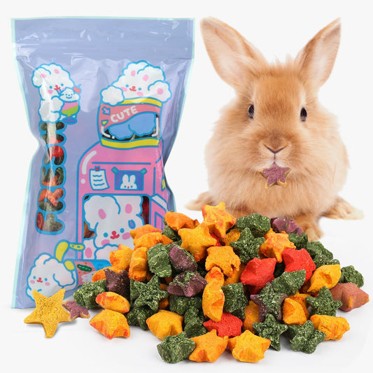 Rabbit Treats, Healthy Bunny Treats Natural Mini Star Shaped Snacks Treats for Pet Rabbits and Small Animals Molar Toys Guinea Pig Hamster Chinchilla Gerbil