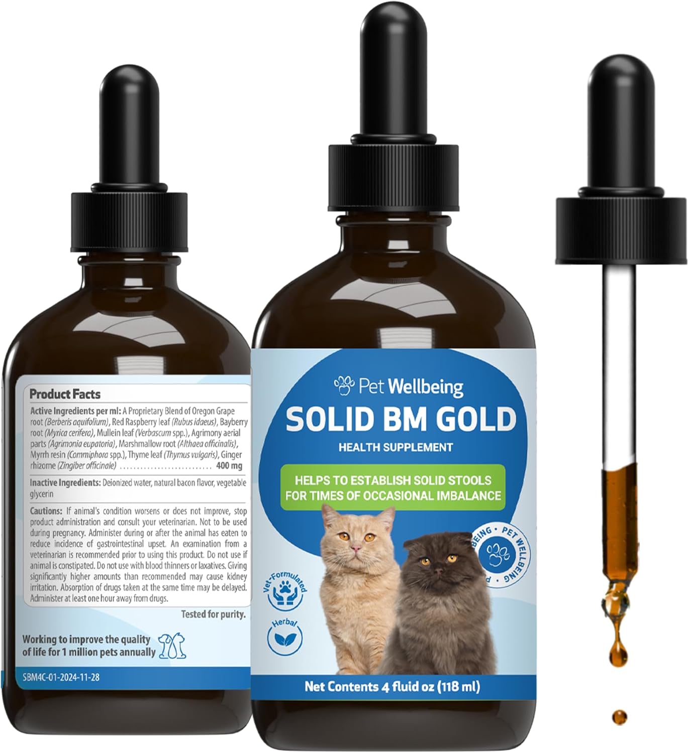 Pet Wellbeing BM Tone-Up Gold for Dogs & Cats - Supports Healthy Digestive Function, Solid Stools, Normal Bowel Movements, Bayberry - Veterinarian-Formulated Herbal Supplement 4 oz (118 ml)