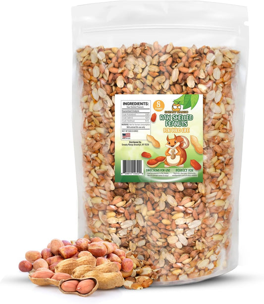 Premium Quality Raw Out of Shell Peanuts - 8 Pound - Shelled Peanuts for Birds – Wildlife Quality - Food for Squirrels, Deer, Birds, and Other Wildlife Animals – Grown in The USA