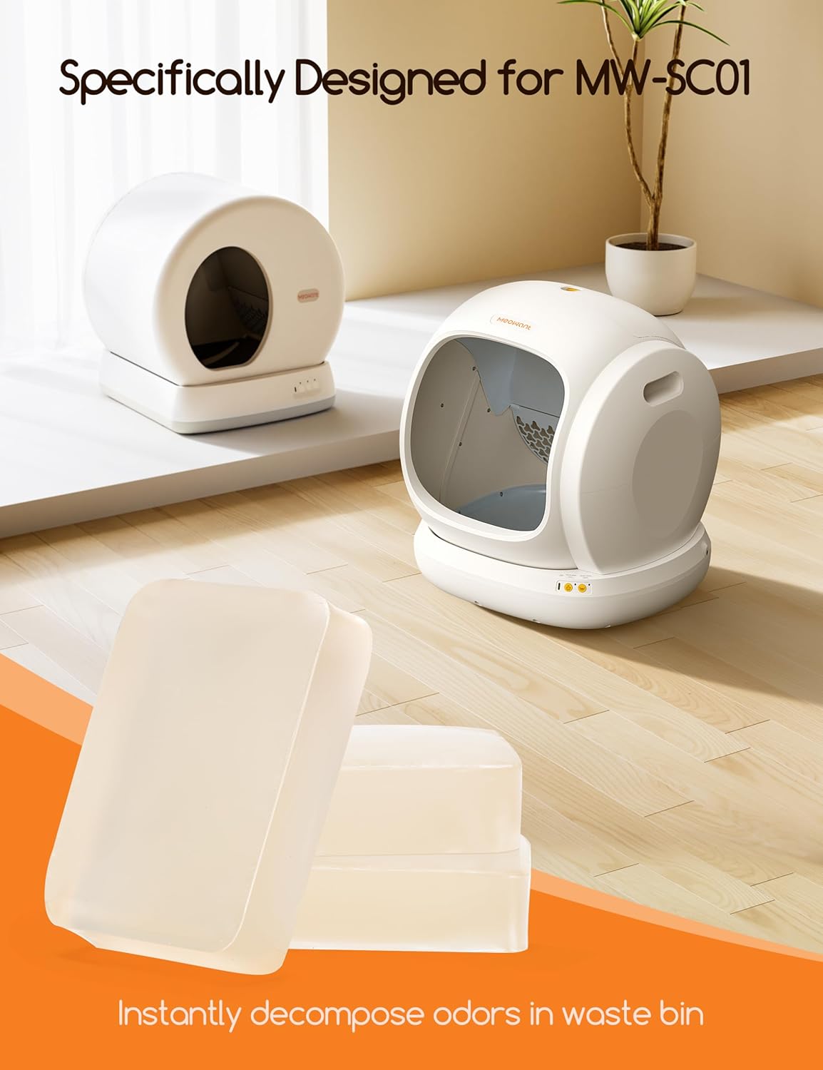 MeoWant Pet Odor Eliminator, Automatic Cat Litter Box Odor Deodorant Gel Only Suitable for MW-SC01 / MW-SC02 / LB02 Cat Litter Box 3Pcs