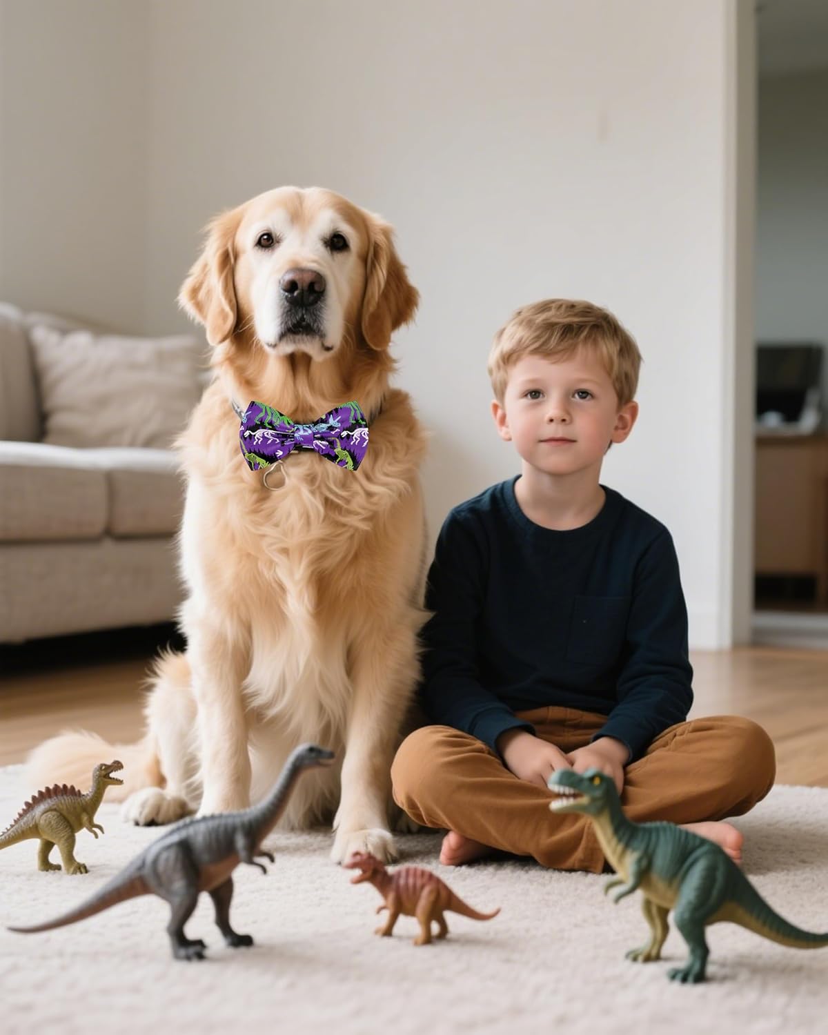 PET SHOW 10 Pack Dinosaur Big Dog Bow Ties for Large Medium Dogs Sliding Collar Attachment Bowties Bowknots Holiday Party Pet Grooming Accessories(Large)