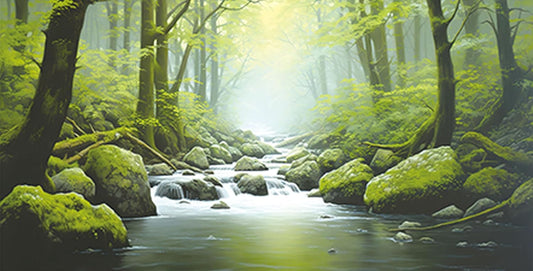 60X24IN Tropical Forest Terrarium Background, Natural Green Forest Tree Reptile Habitat Background, Misty Rainforest Aquarium Background, with 8 EVA Double-Sided Tape