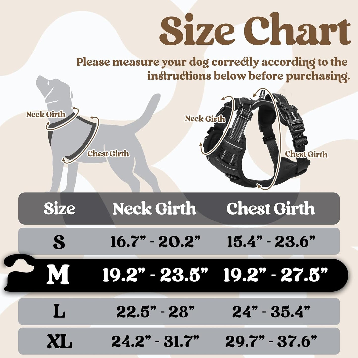 rabbitgoo Dog Harness Medium Sized, No Pull Pet Harness with 3 Buckles, Adjustable Soft Padded Vest with Control Handle, Walking Reflective Pet Vest for Medium Dogs, Black, M