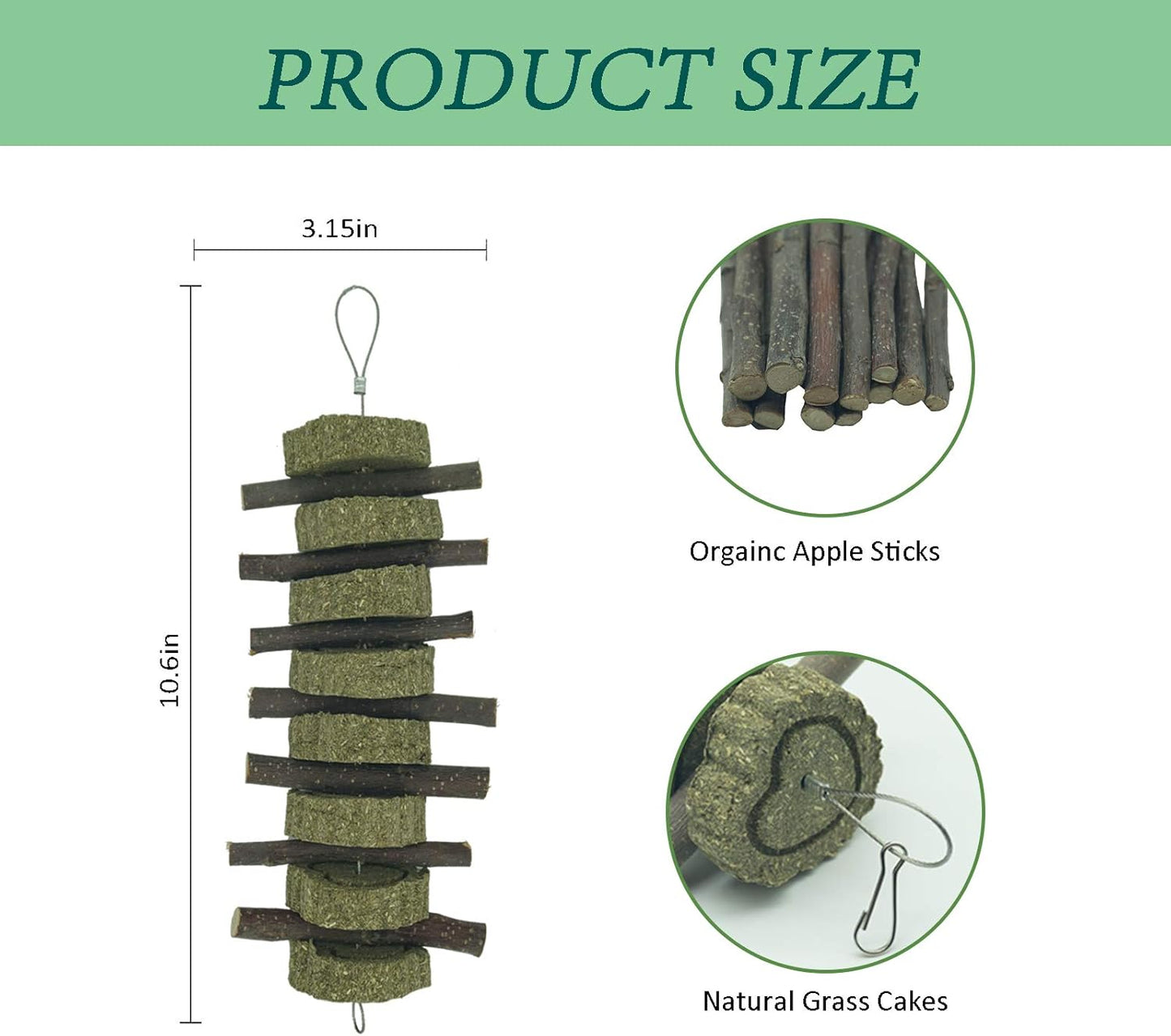 Rabbit Chew Toys for Teeth Grinding Bunny Treats 100% Natural Wood Timothy Grass Treats for Guinea Pigs Chinchillas Hamsters 6pcs