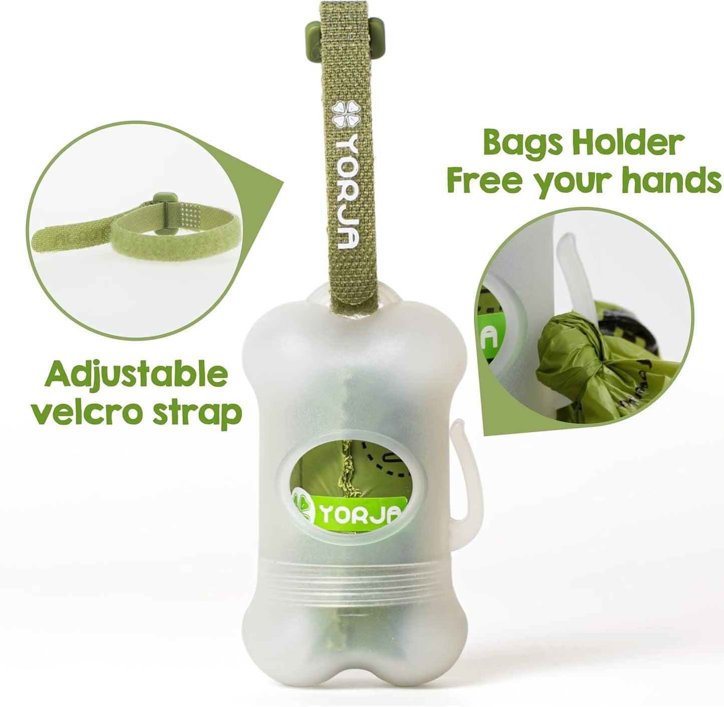 YORJA Dog Poop Bags Rolls with Dispenser & Holder, 510 Pet Waste Bags, 100% Leak Proof Extra Thick and Strong Corn Starch Blend