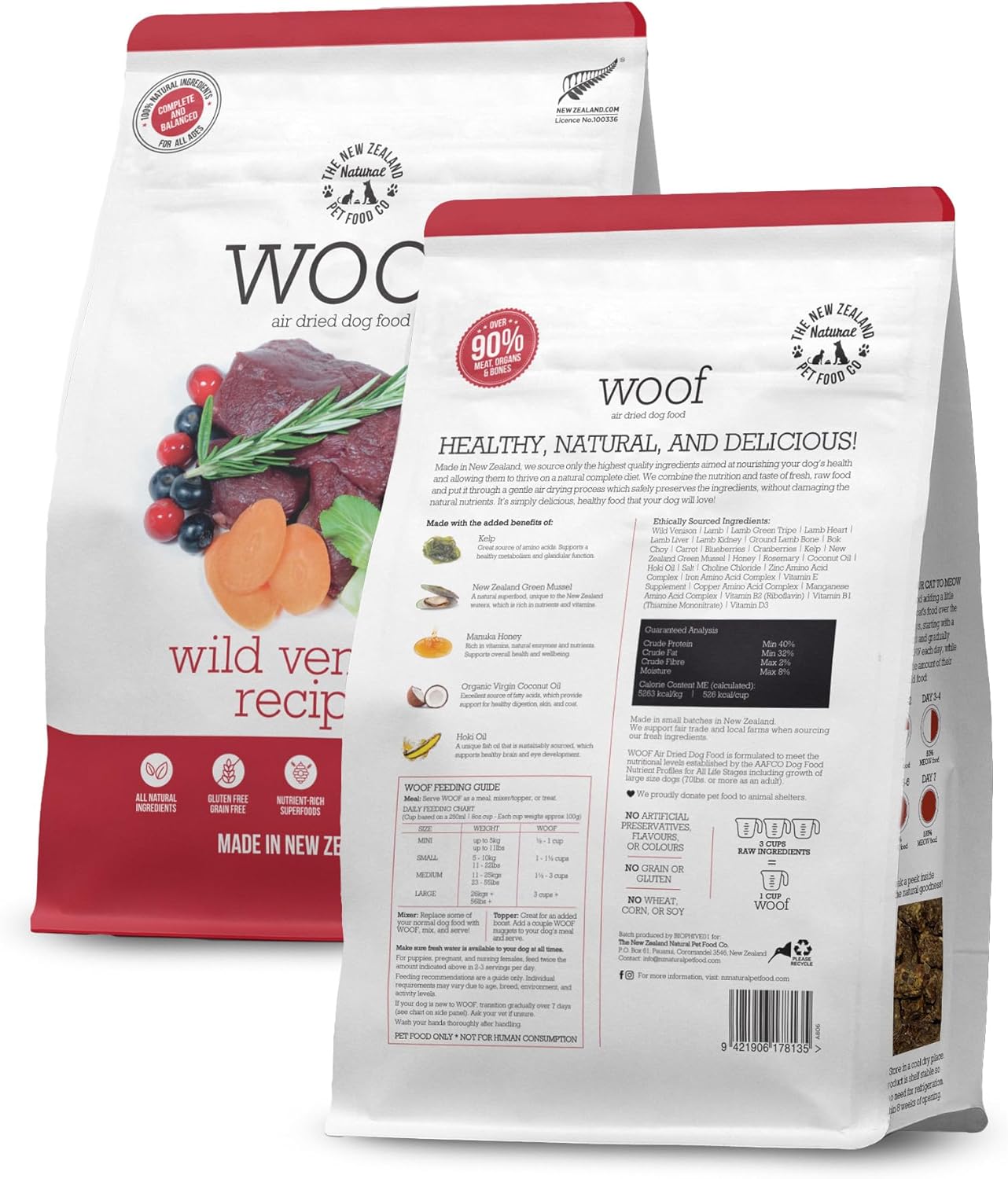 The New Zealand Natural Pet Food Woof Venison Air Dried Food 26.5oz