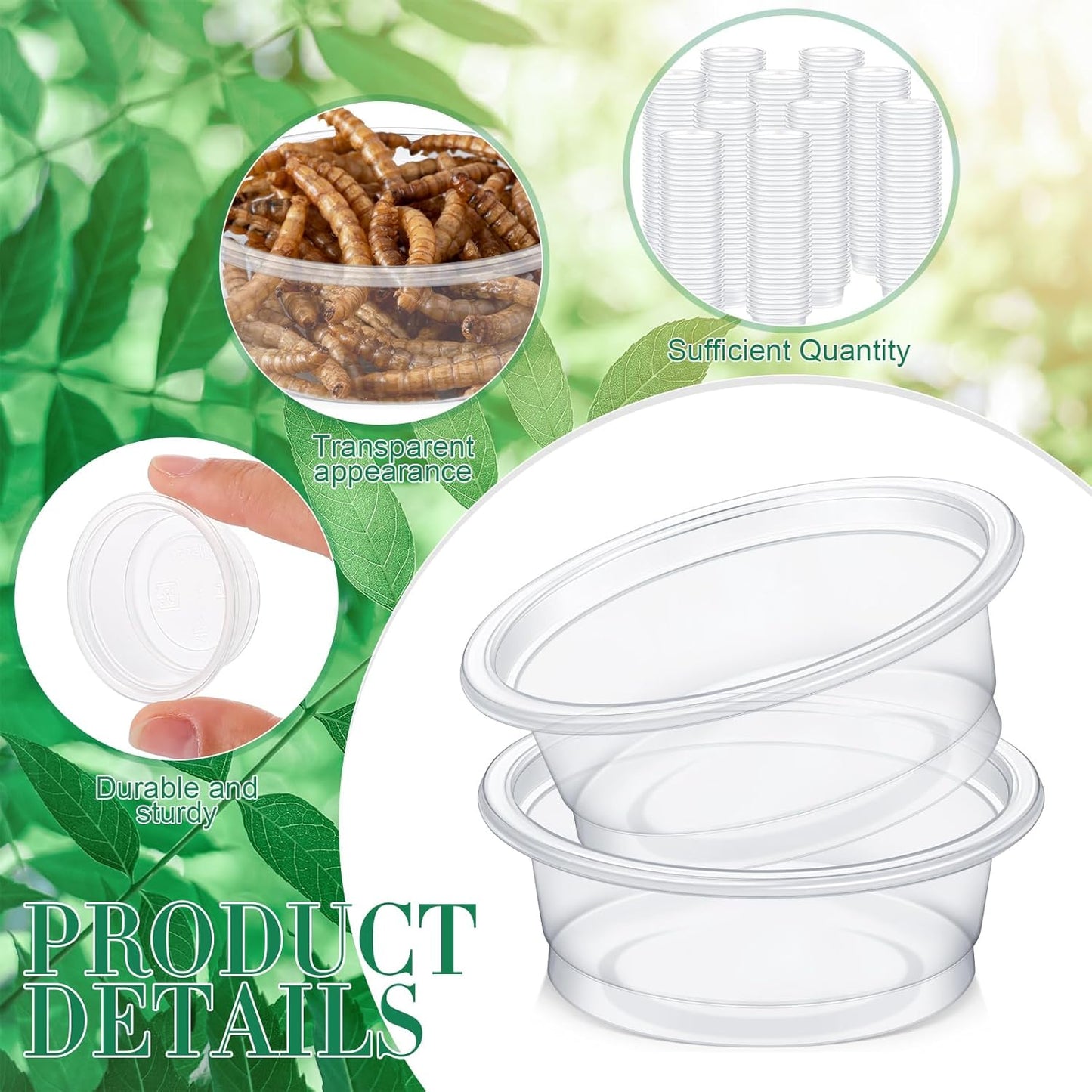 Maxcheck 1000 Pcs 0.5 oz Gecko Feeding Cups Small Gecko Food and Water Cups Reptile Feeding Bowls Plastic Bearded Dragon Food Bowl for Lizard Small Pet Ledge Accessories