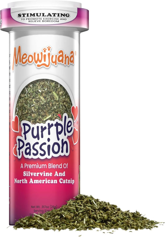 Meowijuana Purrple Passion - Premium Silvervine and Catnip Blend - Purrfect Gift For Cats, Kitties, Felines, and Cat Lovers