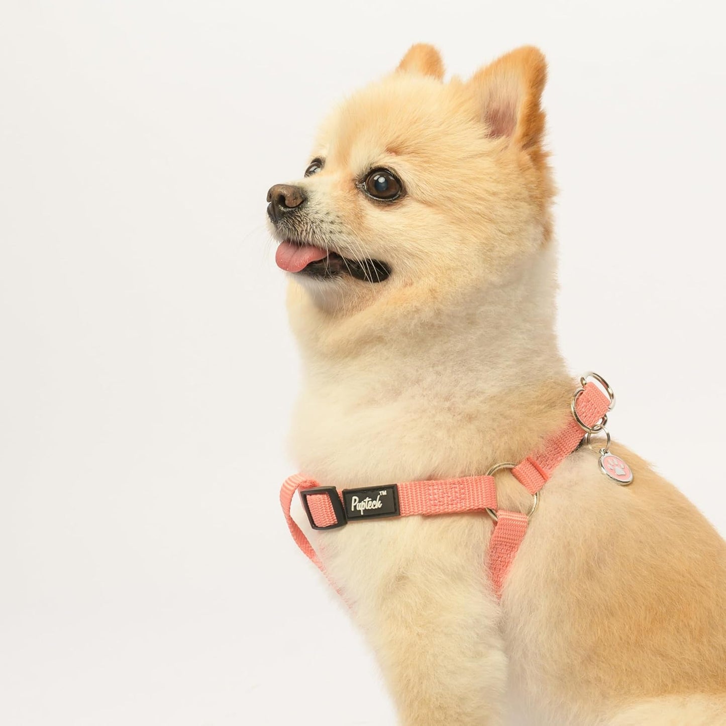 PUPTECK No Pull Dog Harness Soft Adjustable Basic Nylon Step in Puppy Vest Outdoor Walking with ID Tag Medium LightCoral