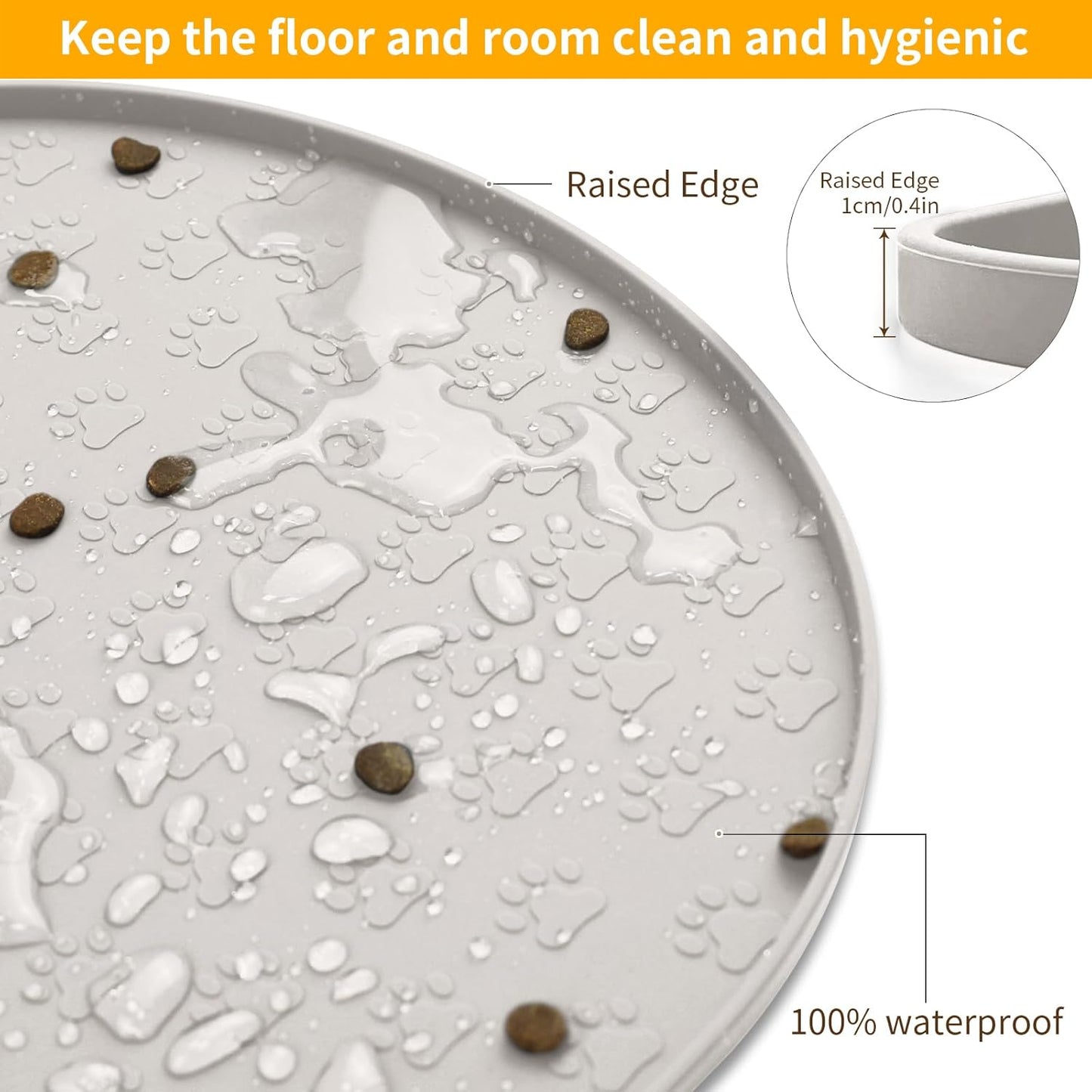 KPWACD Dog Food Mat Anti-Slip Bowl Mats for Food and Water, High-Lips Waterproof Pet Placemat Prevent Messy Spills to Floor, Silicone Puppy Feeding Trays for Large Medium Small Dogs Cats