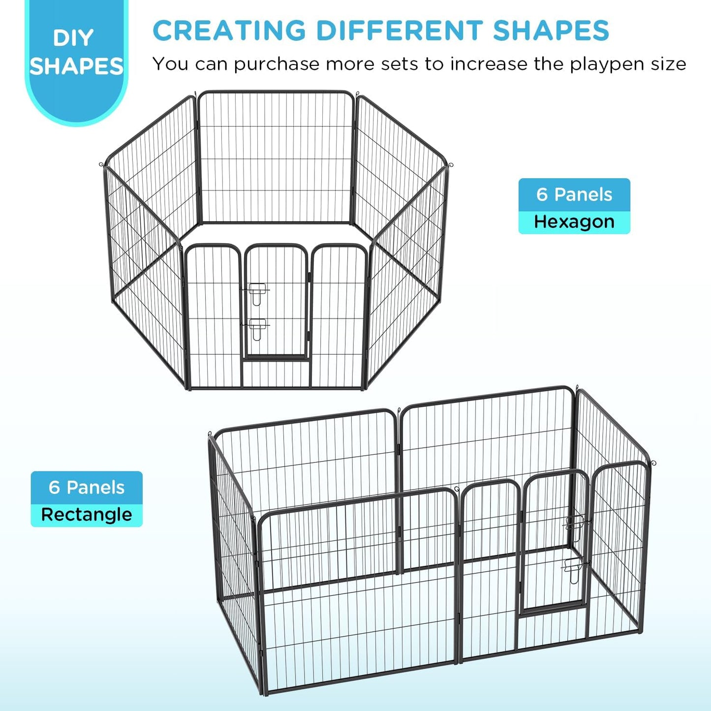 BestPet | Dog Playpen | 32 Inch, 6 Panels | Heavy Duty Metal Pet Exercise Pen | Indoor Outdoor Fence Panels | Rust-Resistant, Removable, Tool-Free Setup | Anti-Skid, Expandable Design