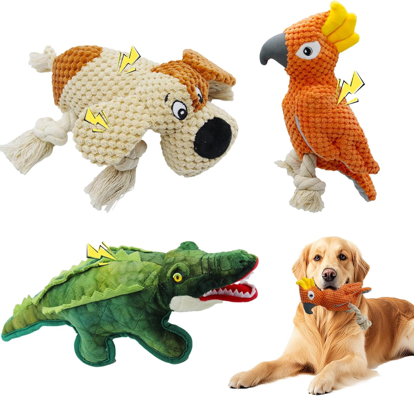 3 Pcs Dog Squeaky Toys, Squeaky Stuffed Toy for Dog, Puppy Chew Toys to Keep Them Busy Interactive Puppy Toys with Squeakers Stuffed Animal Pet Plush Toy (Green)