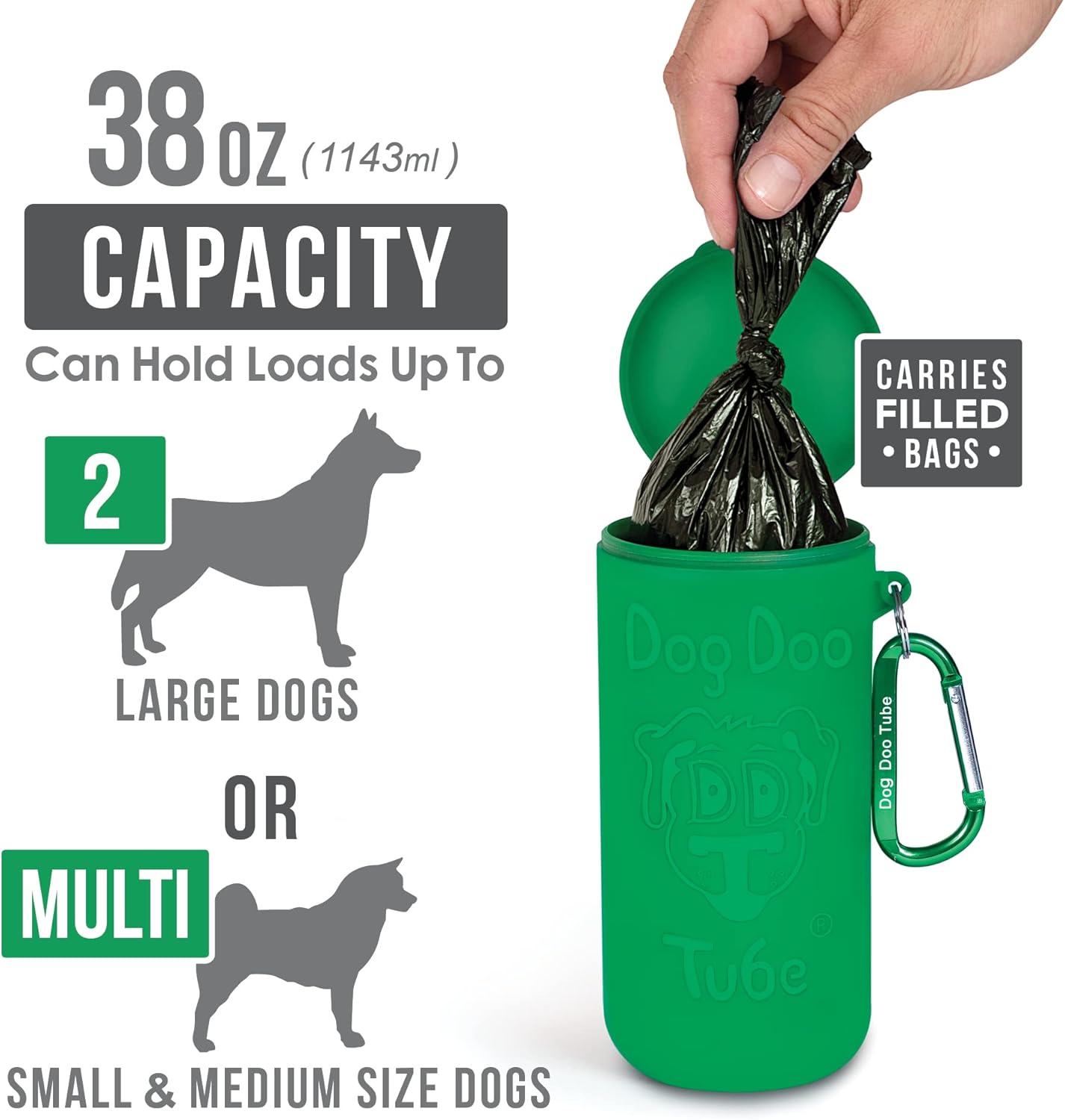 Dog Doo Tube Filled Dog Waste Bag Holders - Reusable Dog Poop Bag Tubes Designed to Keep in Odors and Germs