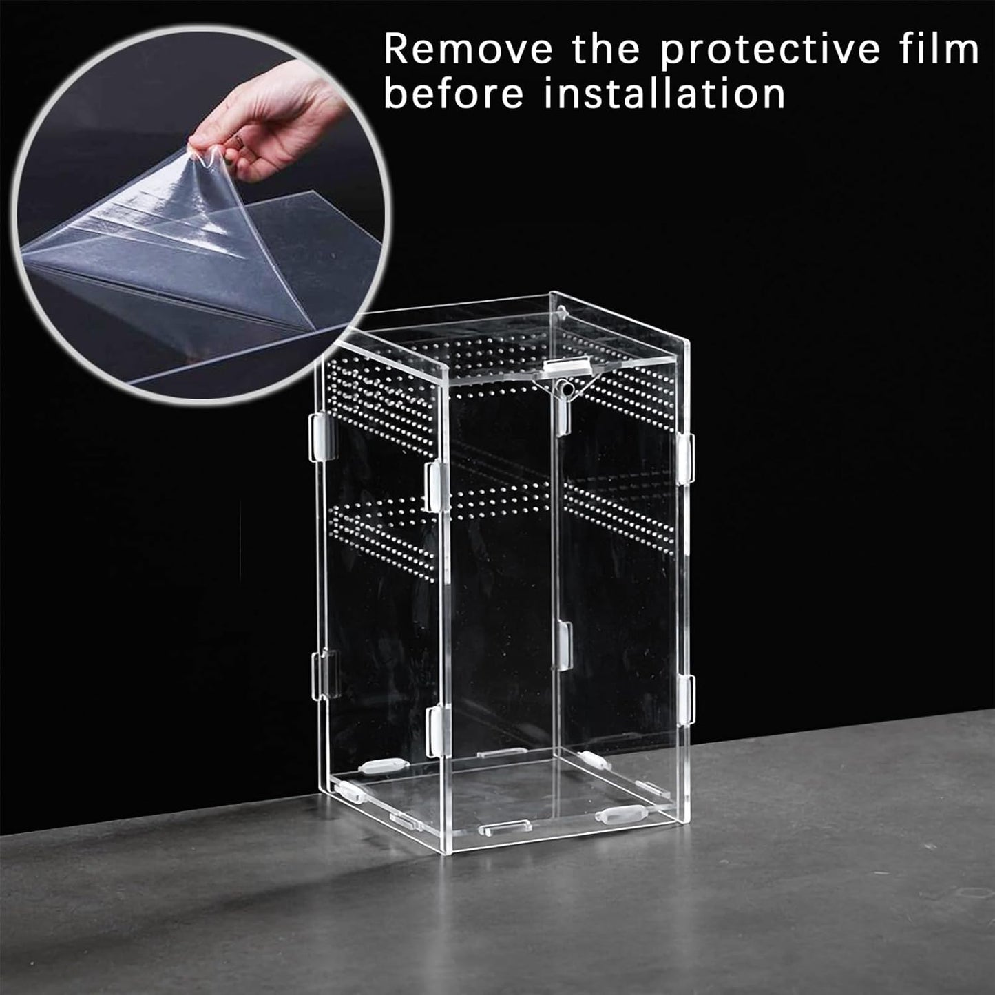 Micro Habitat Terrarium Kit (4pc Set) - Acrylic Reptile & Spider Enclosure (4.7 * 4.7 * 8 Inches)