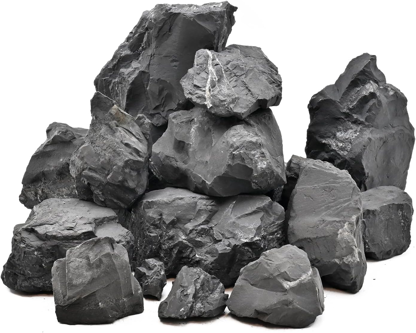 Unocho Fish Tanks Stone 20LB Natural Black Slate Rocks for Aquariums Decorative Aquascaping Stone for Reptile Terrariums, Bonsai Gardens & Outdoor 3-9inches(8PCS)