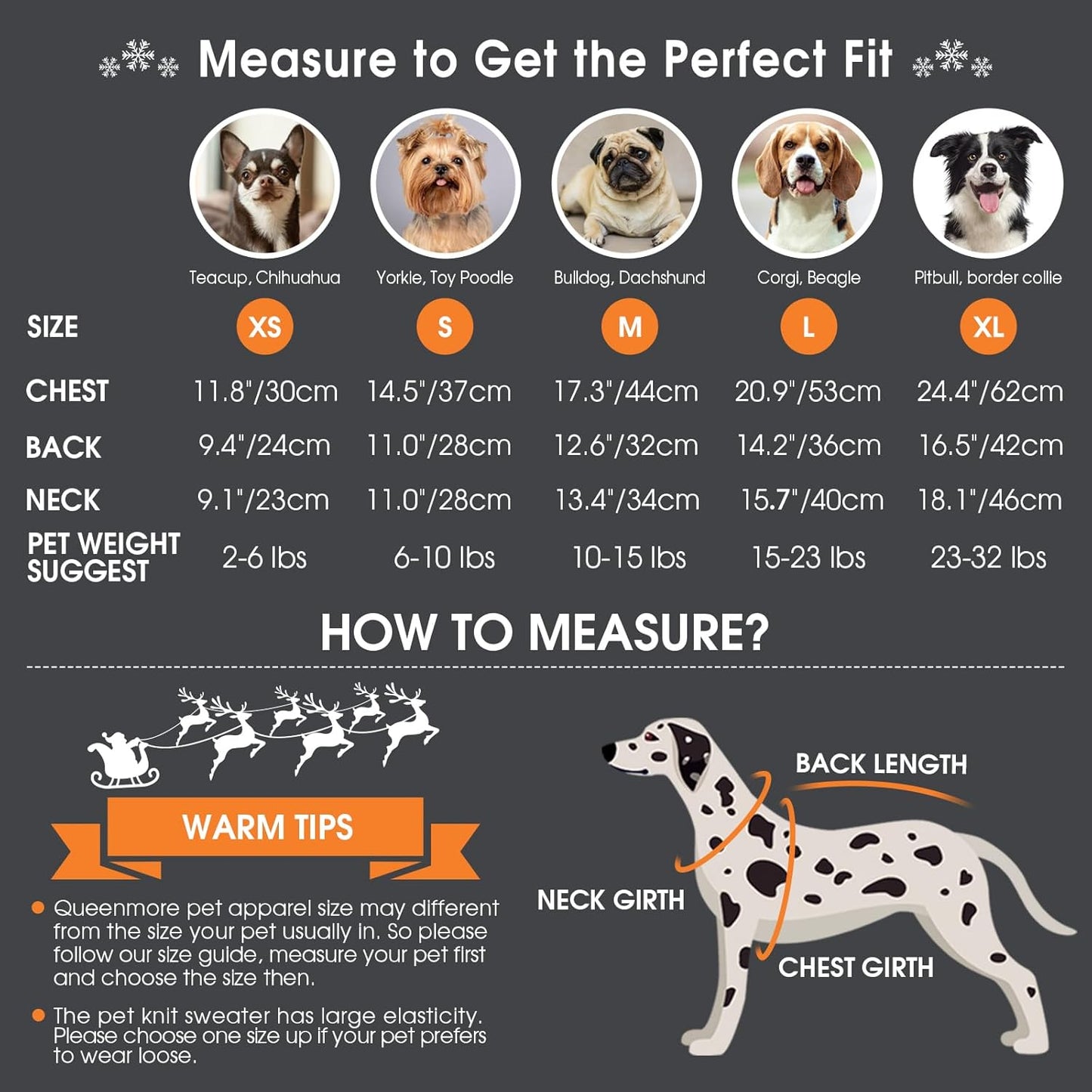 Queenmore Dog Christmas Sweater,Turtleneck Knitted Pullover Xmas Dog Clothes Sweatshirt,Pet Christmas Outfit, Warm Doggy Sweaters for Small Dogs Boy Girl,XS