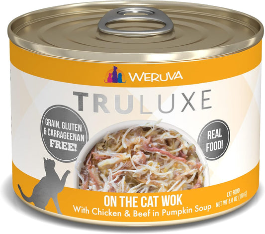 Weruva TruLuxe Cat Food, On The Cat Wok with Chicken Breast & Beef in Pumpkin Soup, 6oz Can (Pack of 24)