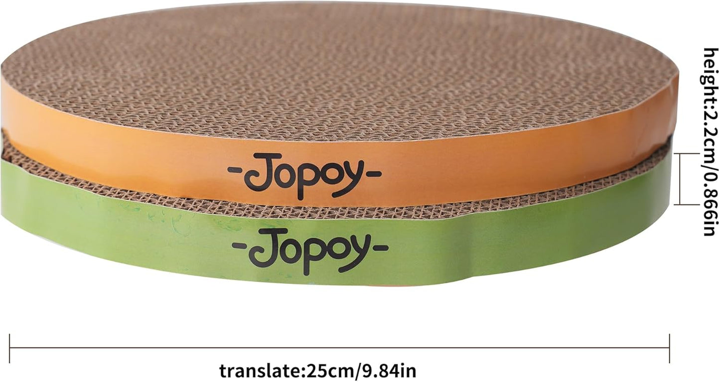 Round cat Scratcher Refill 9.84 inch Diameter 7/8 inch Thickness Scratcher Replacement Pads Scratching Board Circle cat Scratcher Scratch pad (Green and Yellow Cardboard 2PCS)