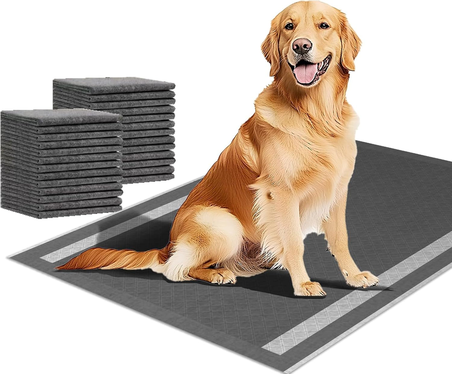 Dog Pee Pads 50 Count, 28'' x 30'' Charcoal Odor-Control Puppy Pads with Leak-Proof Quick-Dry Design, Pet Training Pads for Potty Training Strong Absorbency