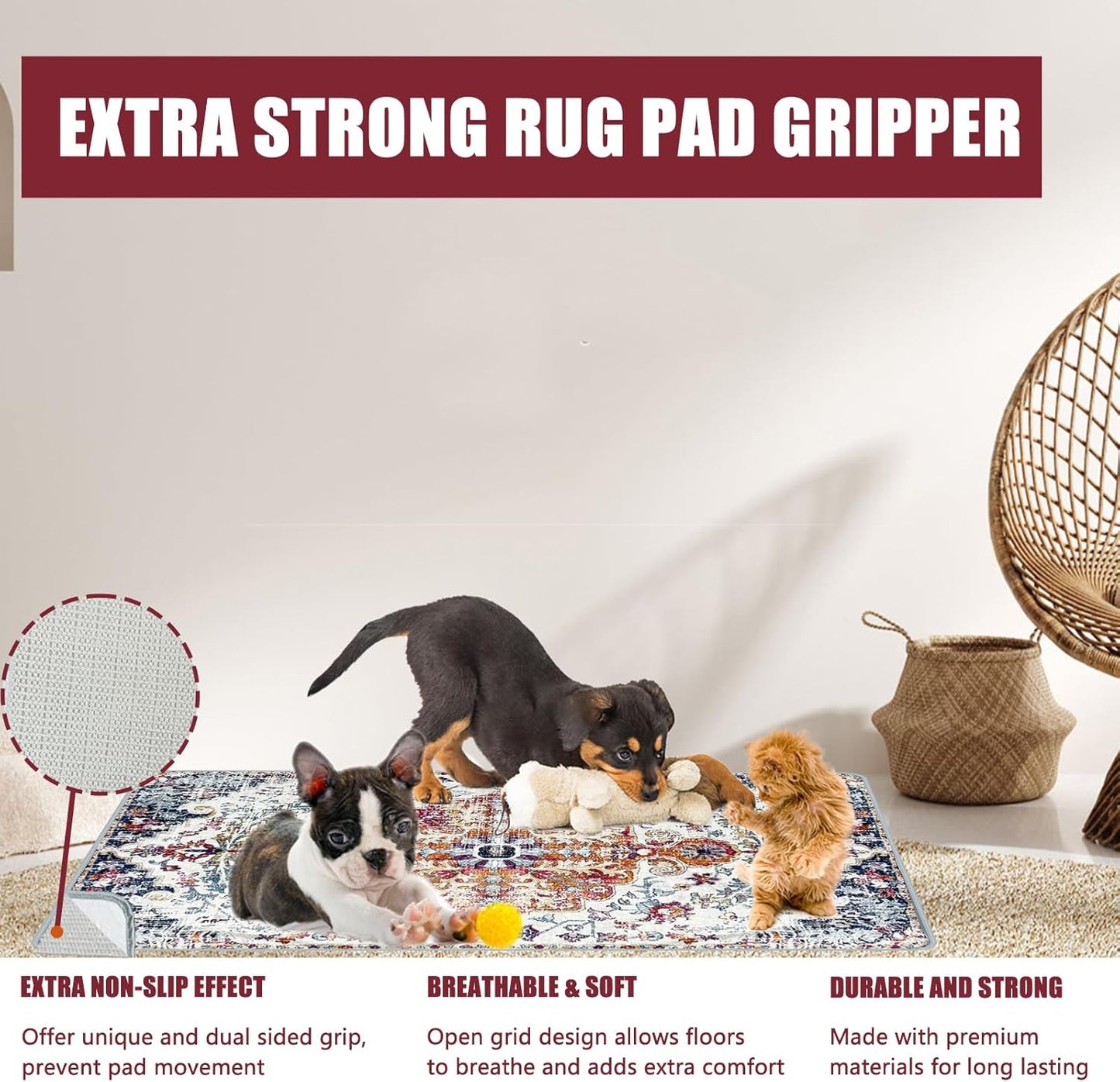 Washable Pee Pads for Dogs, (2 Pack, 36"x42") Upgrade Reusable Puppy Pads with Non-Slip Rug Pad, Super Thickening Absorbent Leakproof Dog Traning Pads Whelping Pad for Dogs, Doggie(Red-1)