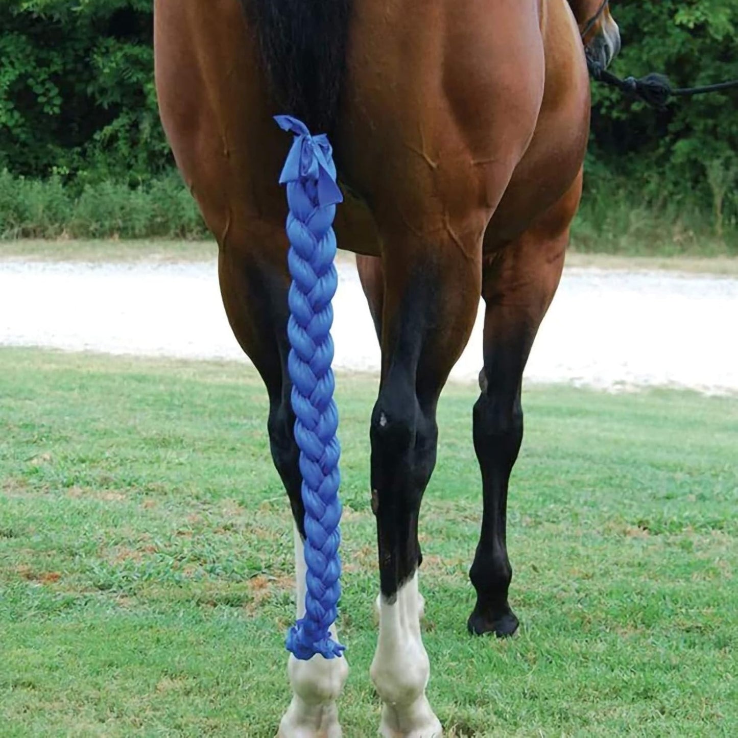 Ponytail Horse Tail Bag, 3 Tube Durable Braid-in Tail Bag (Blue)