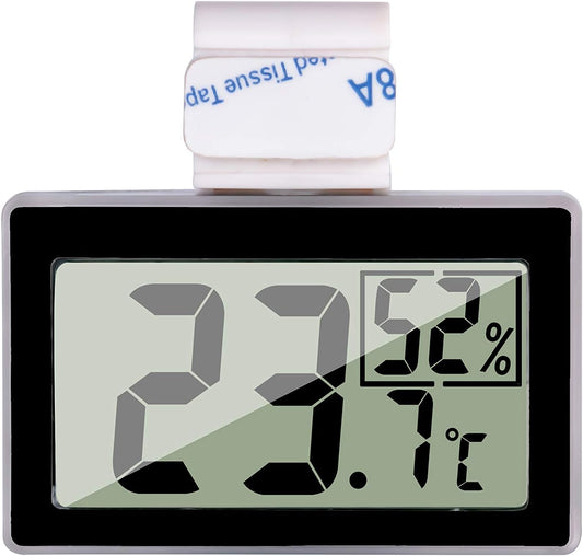 Digital Reptile Thermometer Hygrometer with Hook & Adhesive, LCD Display Temperature Humidity Gauge for Reptile Tanks, Terrariums, Bearded Dragon, Hermit Crab Accessories (-10℃~+50℃/20%-90% RH)
