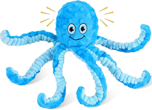Squeaky Dog Toys Octopus Stuffed Crinkle Toy, Puppy Chew Toys for Teething, Durable Tug of War Interactive Plush Dog Toys for Puppies Small, Medium, and Large Dogs