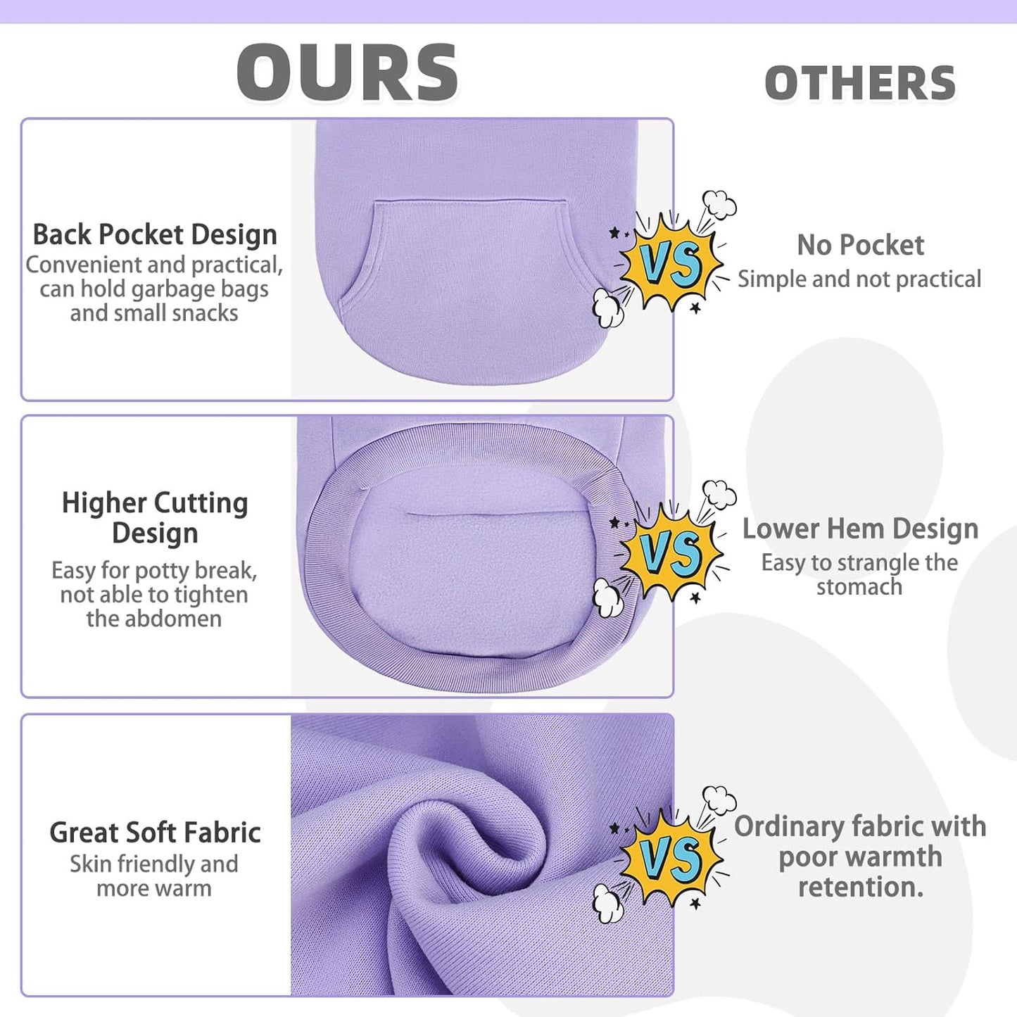 KOOLTAIL Basic Dog Hoodie - Soft & Warm Dog Hoodie Sweater with Leash Hole and Pocket, Pet Winter Coat, Cold Weather Clothes Sweatshirt for Small Medium Large Dogs Puppy Cat Boys Girls Lavender XL/XXL