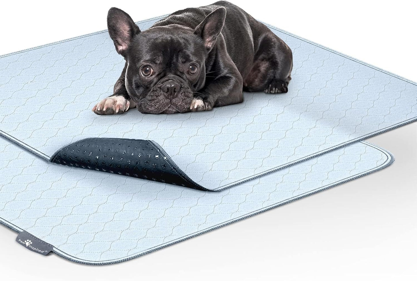 Paw Inspired Washable Pee Pads for Dogs (2 Pack), Leakproof, Non-Slip Reusable Puppy Pads for Potty Training, Whelping, Waterproof Mat (34x36 Inch, Pack of 2)
