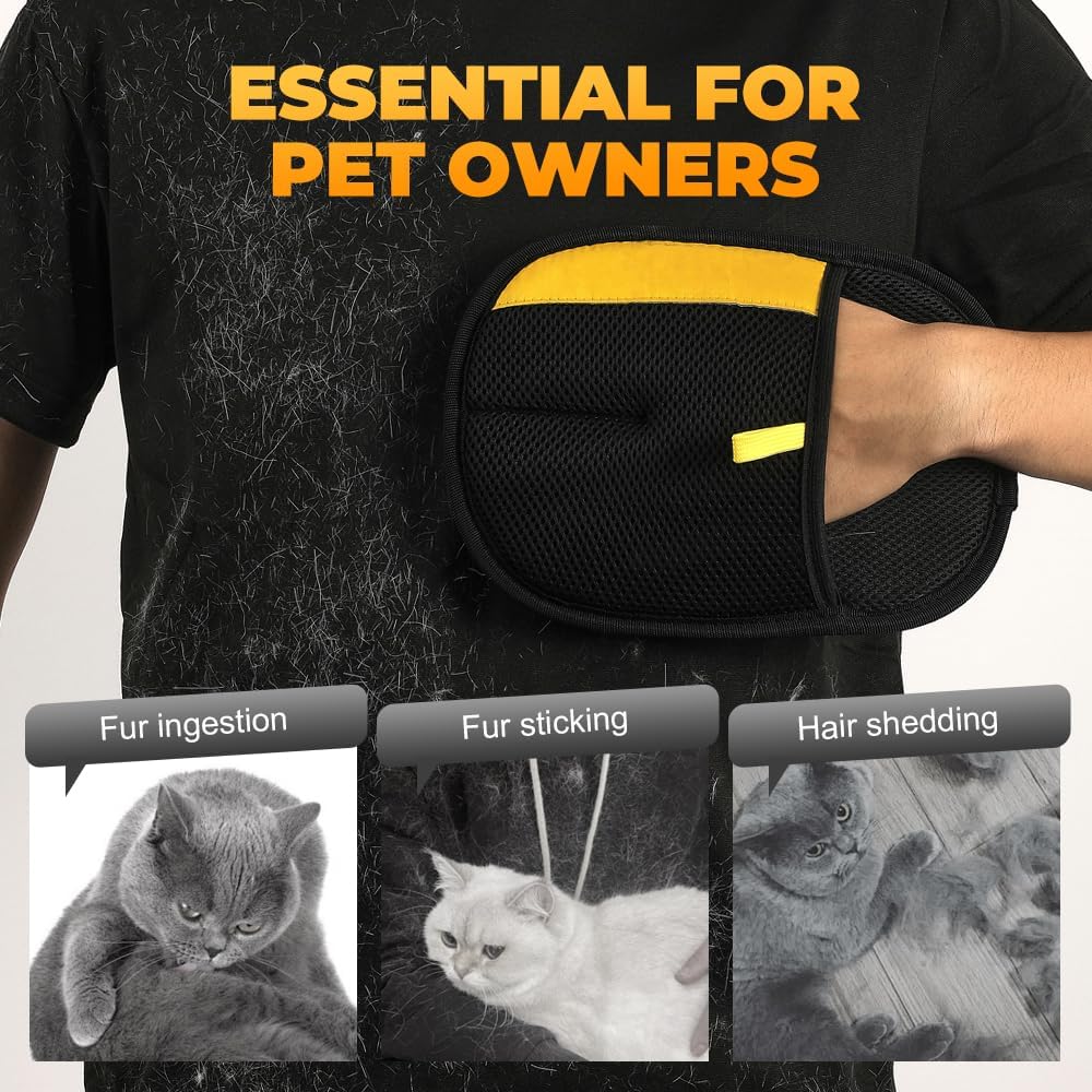 Pet Hair Removal Glove for Cats & Dogs, 2025 New Pet Hair Remover Electrostatic Gloves Pet Hair Remover Glove for Couch, Furniture, Carpet, Curtain, Washable Reusable Animal Fur Removal Tool (2PCS)