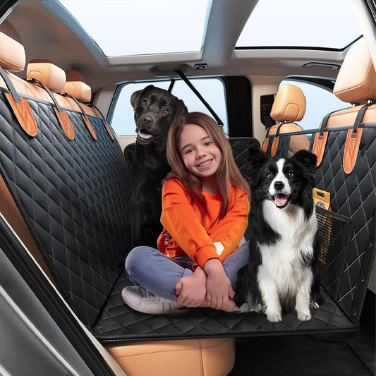 Back Seat Extender for Dogs Hard Bottom, Upgraded 7-Layer PU Leather Dog Car Seat Cover with Support 400lbs, Waterproof Dog Hammock Bed Backseat, Anti-Scratch Pet Seat Extender for Car, SUV, Truck