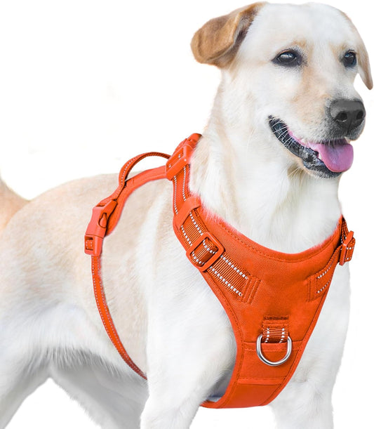 No Pull Dog Harness, Reflective Puppy Vest for Small Medium Large Sized Dog(Orange,M)