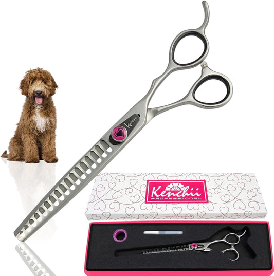 Kenchii Love Dog Grooming Scissors, 17 Tooth Thinning Shears, Dog Scissors for Grooming, Professional Pet Grooming Scissors, Heavy Duty, Durable and Sharp